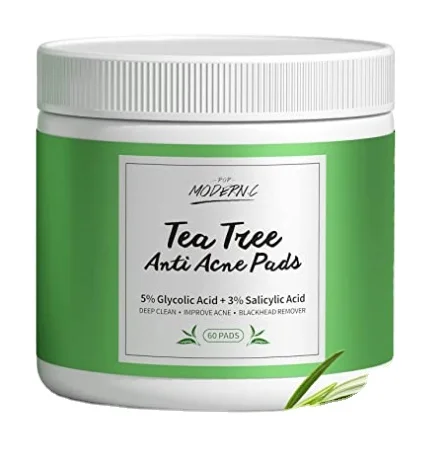 

Tea Tree Facial Peeling Pads Anti Acne Blackhead Remover Glycolic Acid Pads Exfoliating and Resurfacing for Face &60 Counts