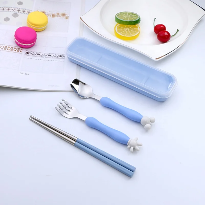 

3PCS Children Stainless Steel Tableware Set Kids Cutlery Sets With Box 3PCS