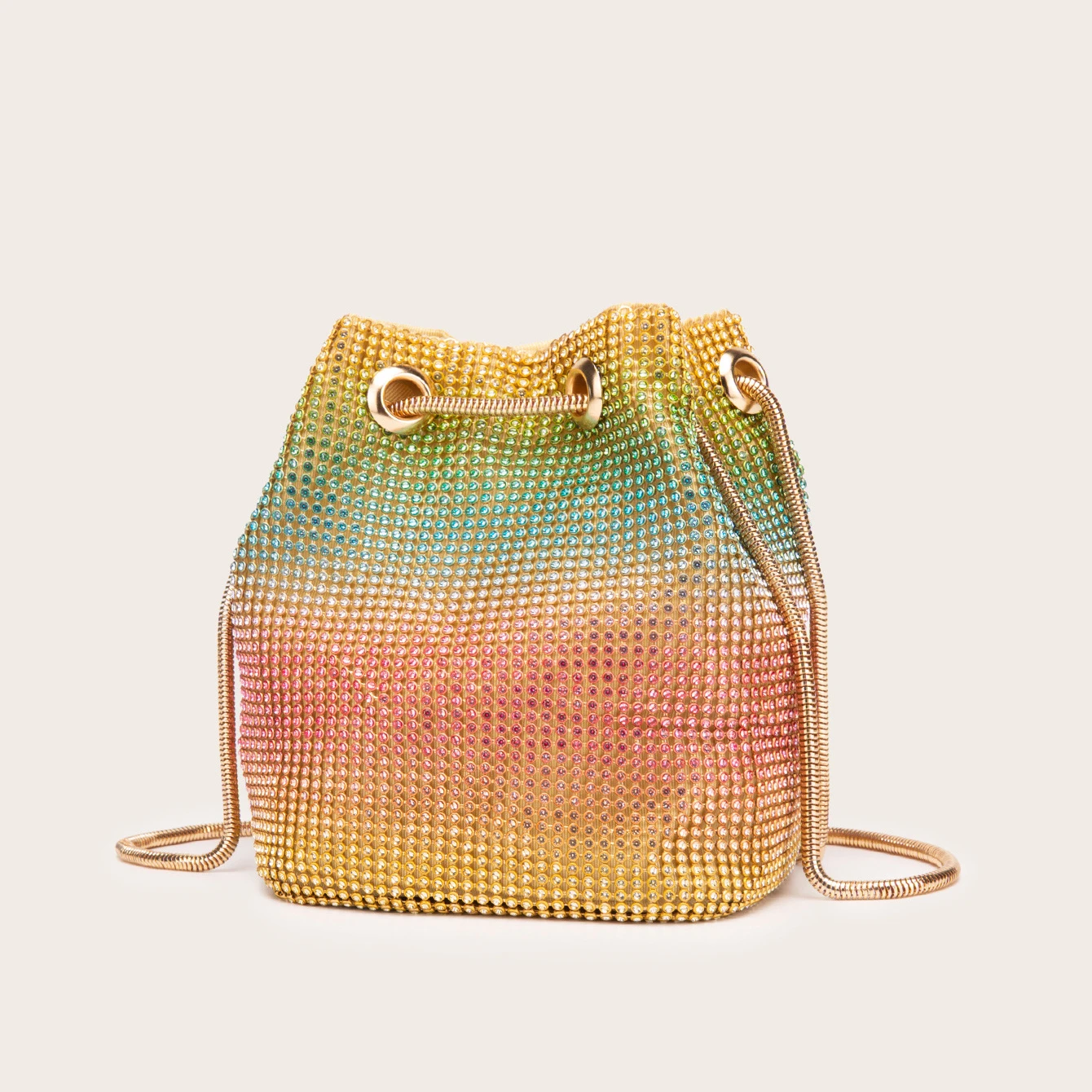 

Fashion handbag Rainbow Rhinestone clutch Crystal Clutch Party Wedding Shoulder Bag Women Diamond Chain Mini Bucket bag
