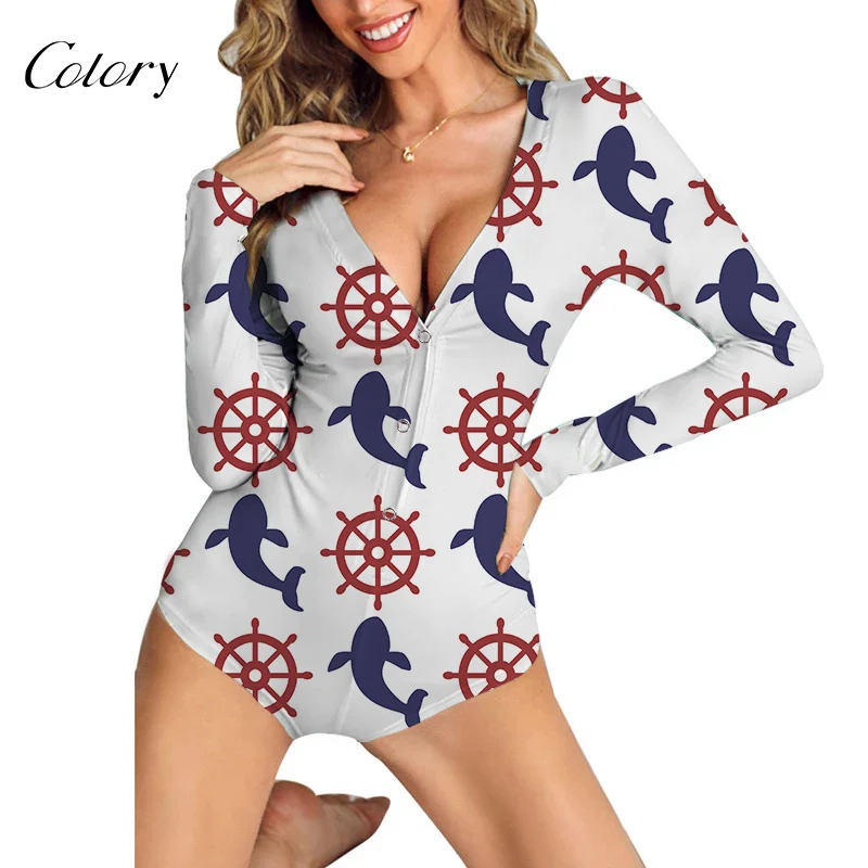 

Colory Wholesale Sleeping Pajama Set Custom Onesie For Women Long Sleeve Bodysuits, Picture shows