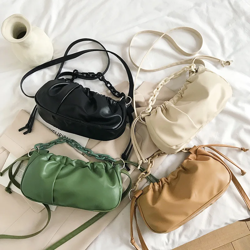 

French style Cloud shape ladies pu leather bag woman bags luxury crossbody shoulder bag designer handbags, Accept customizable color