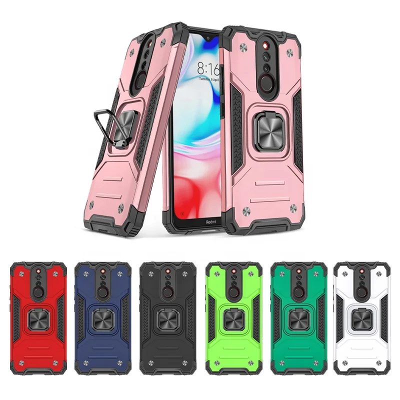 

Heavy Duty Phone Case Shockproof Kickstand Car Bracket Phone Cover for Xiaomi Remi 8/8A Case, Black, red, rose gold, silver, army green, blue, green