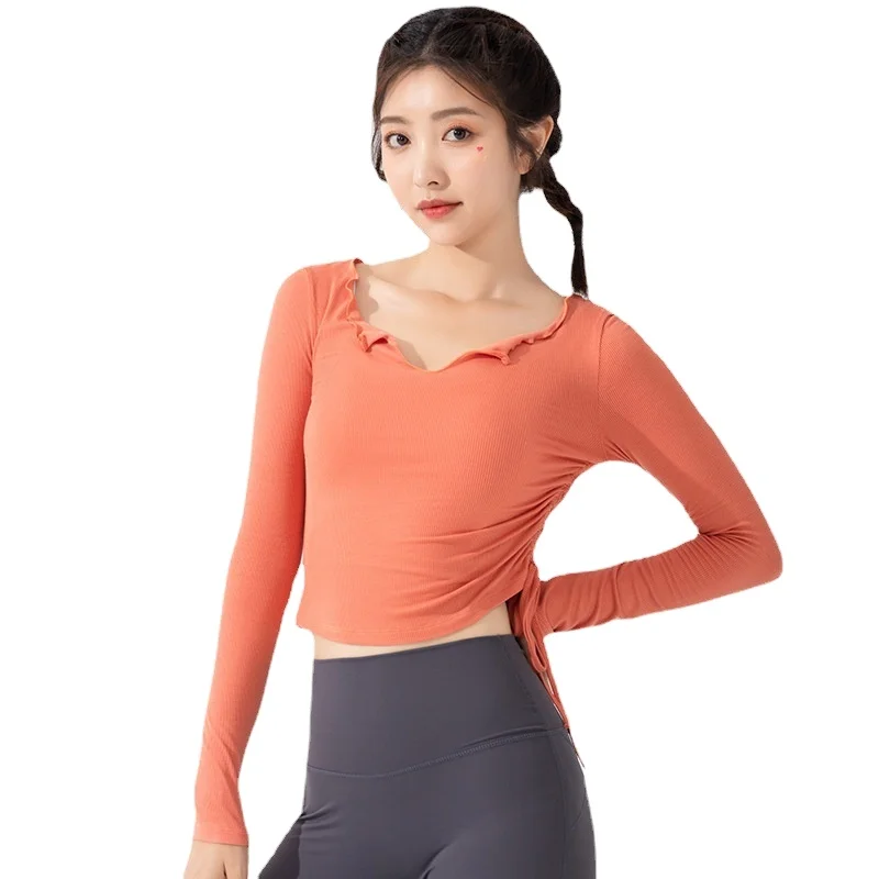 

Workout Clothes Women's Long-Sleeved Sports Tops Are Thin Running t-Shirt Tight Autumn Net Red Yoga Clothes, As shown
