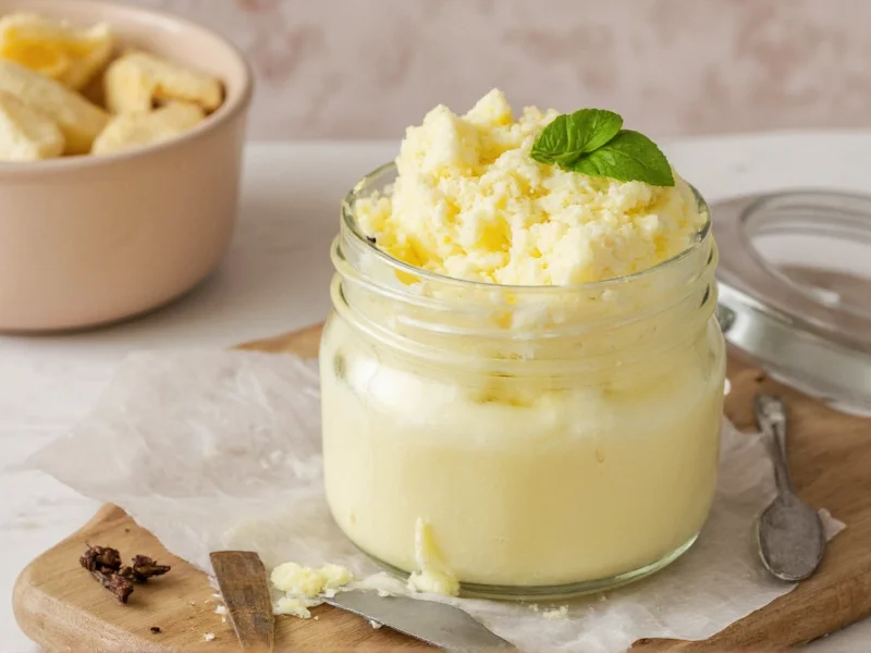 Fresh homemade butter in mason jar with herbs