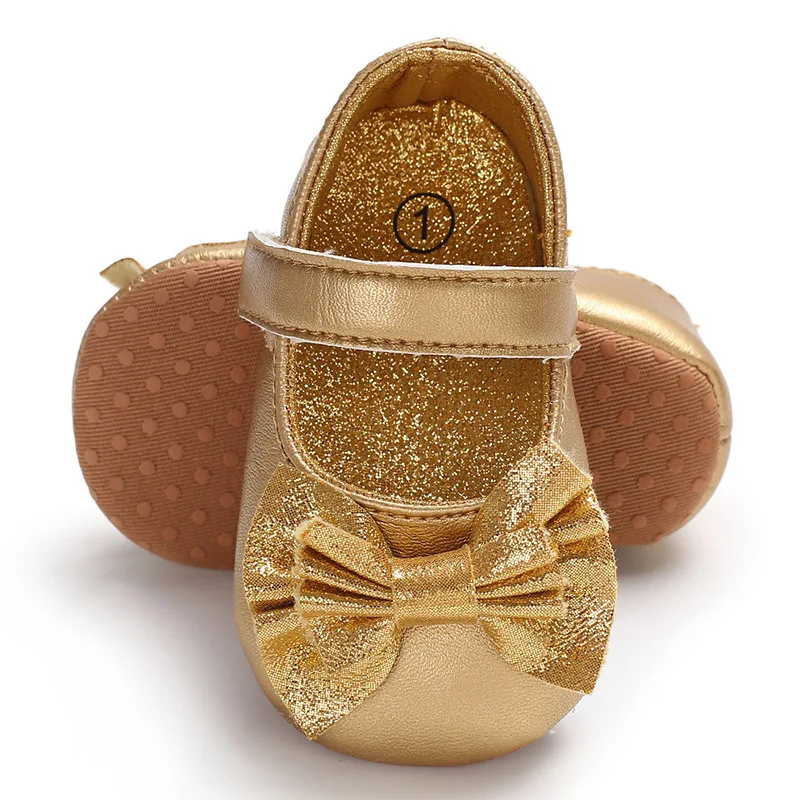 

Bright Colors Bowknot Baby Dress Shoes Infant Kids Glitter Mary Jane Shoes Toddler Anti-slip Pink Baby Girls and Boys Shoes, Customized color