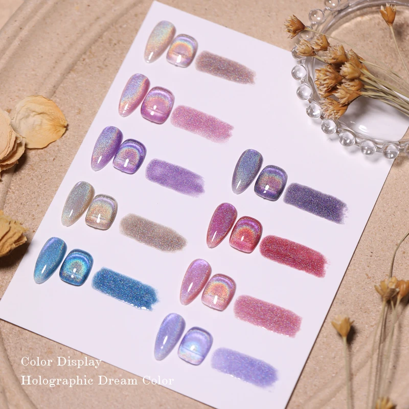 

Vendeeni New Design Rainbow Holographic Cat Eye Gel Dazzling Nail Polish Gel Private Label Shining Gel Nail Polish