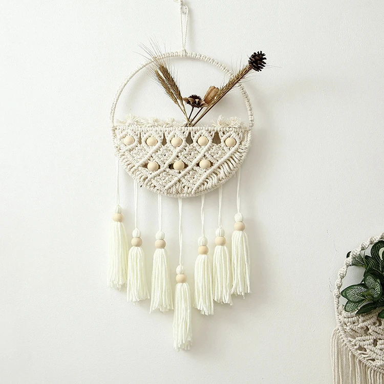 

Macrame Wall Hanging Boho Decor Macrame Wall Holder with round Ring Macrame Wall Decor, White