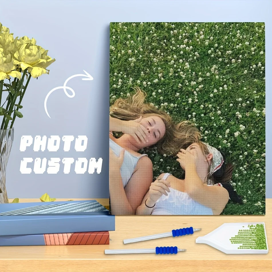 For CHENISTORY Custom DIY Diamond Painting Plastic Printed FuCross Stitch Embroidery with Your Own Photo Home Art Rhinestone Pic