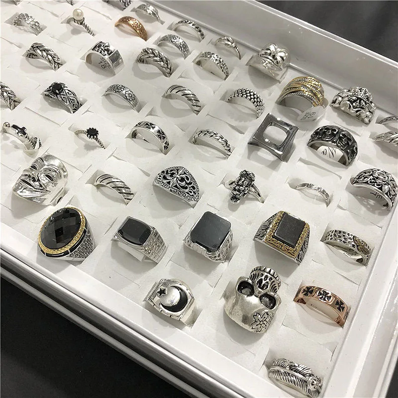 

2021 Wholesale Men Jewelry Punk Eyes Skull Face Retro Alloy Rings Men Unisex Vintage
