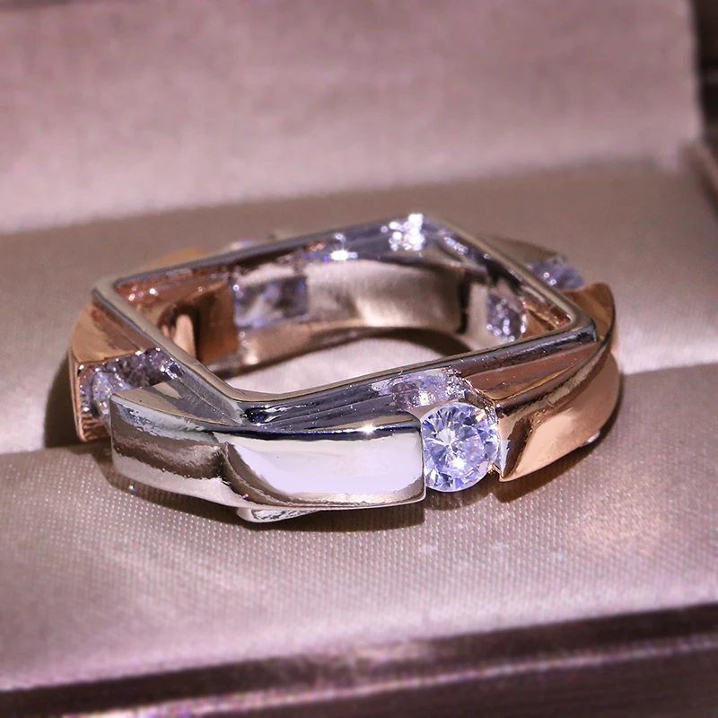 

2020 factory Wholesale New Fashion Design Two color Engagement Wedding Zircon ring for women, Silver color