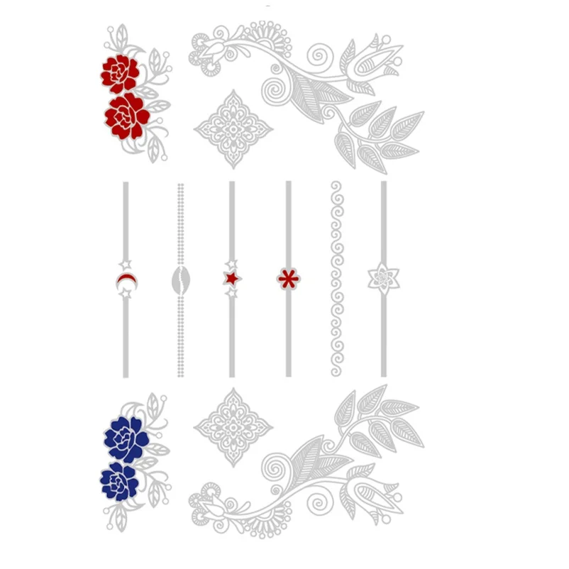 

TD Series Custom Silver bridal Waterproof Tattoo Stickers for Wedding, Cmyk