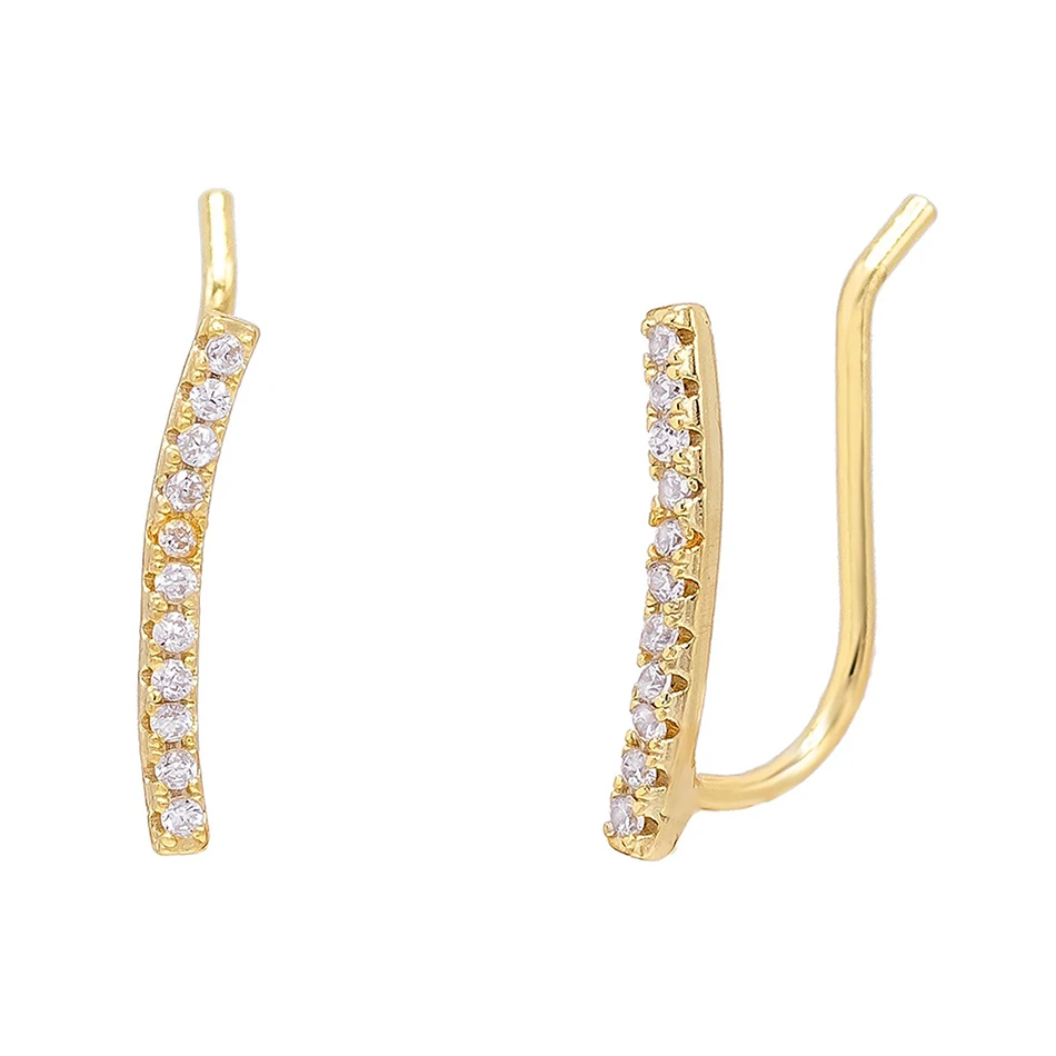 

Wholesale Brass Earrings 18k Gold Plated Pastel Bar Climber Cubic Zircon Stud Earrings for Woman