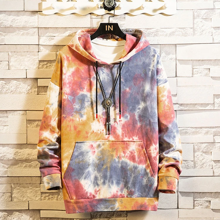 

Wholesale Factory Price Custom Logo Front Pocket Long Sleeve Oversized Fashion Clothes Men Tie Dye Customizable Hoodies, Tie dye or customized