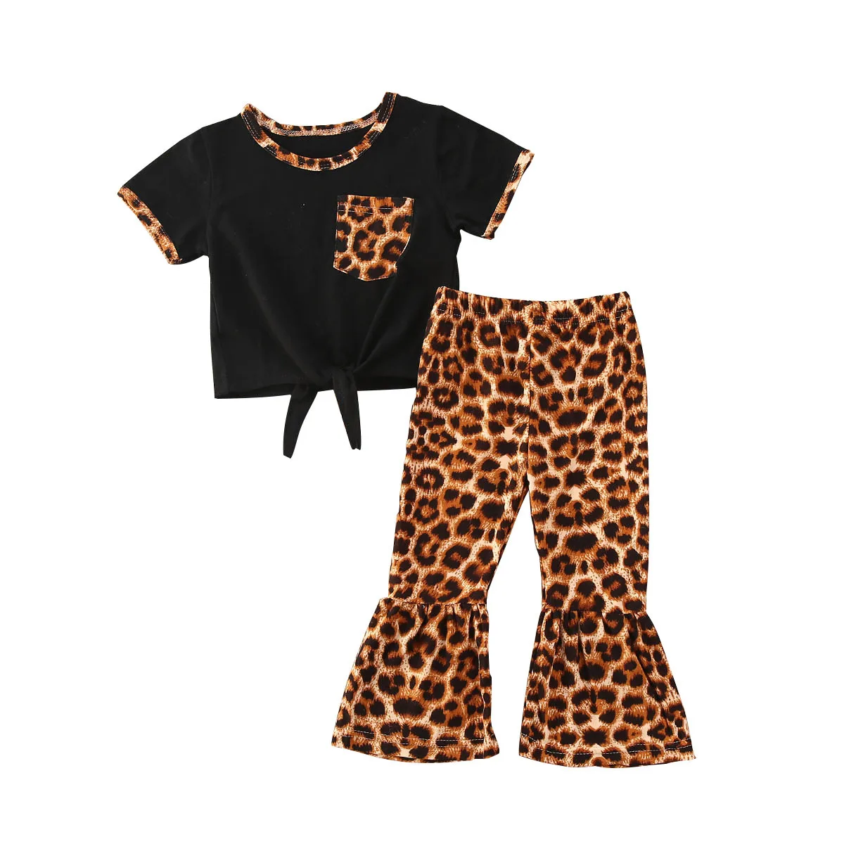

Toddler Kid Baby Girl Clothes Short Sleeve Tops + Leopard Long Pant Outfits Set Little Girls Clothing Baby Summer Outfits, 2 color