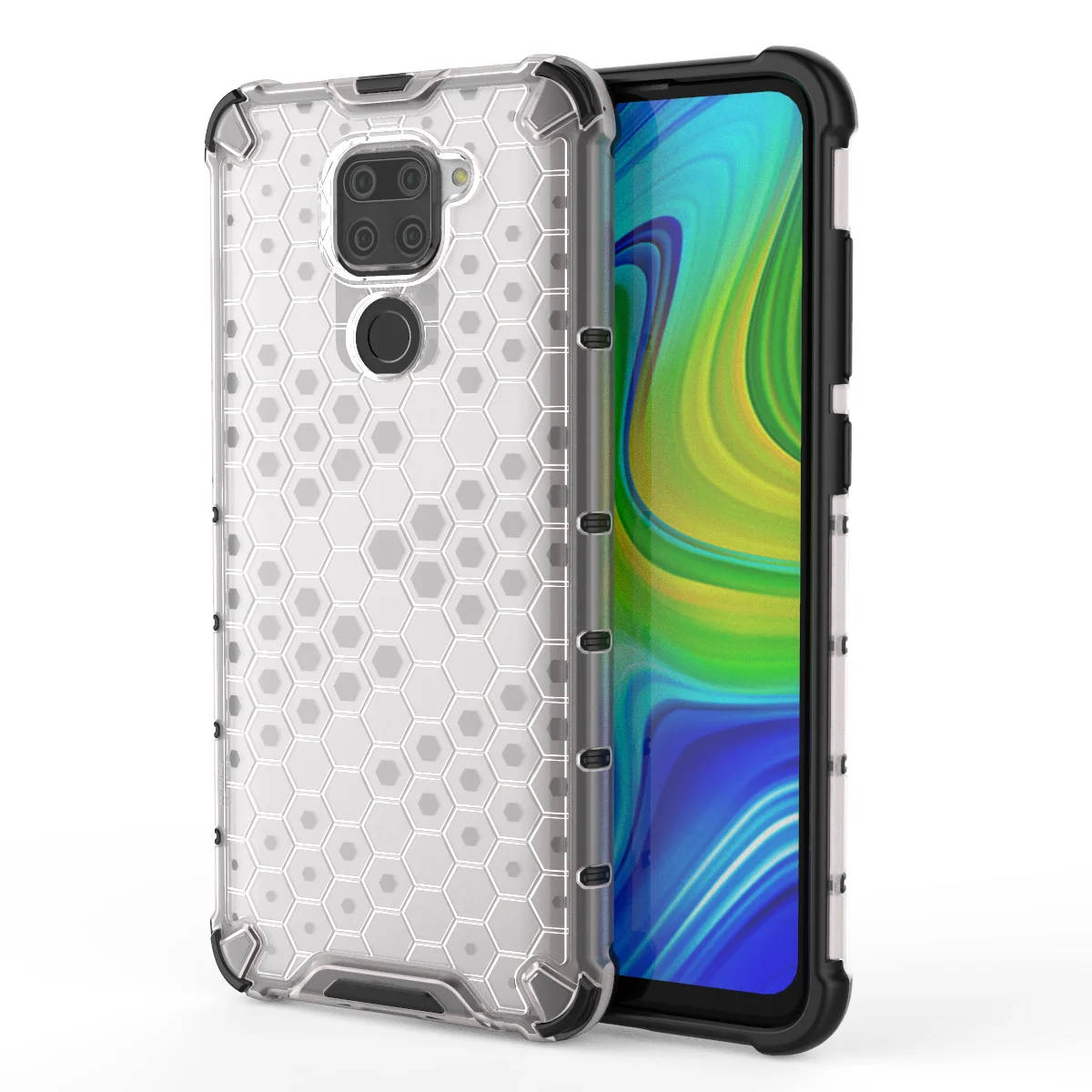 

Wholesale PC TPU Honeycomb Texture Shockproof Clear Cover Cell Phone Case For Xiaomi redmi 10X 4G Note 9 Tpu Pc Cover, 5 colors