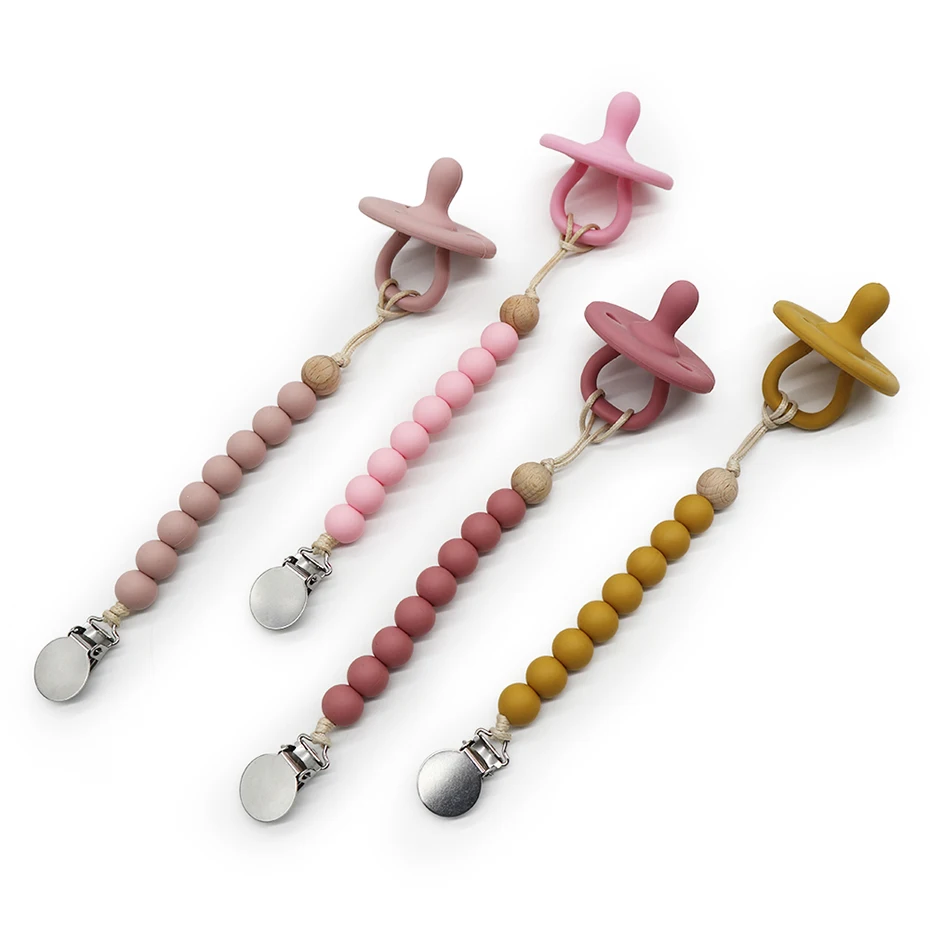 

Sublimation Baby Crochet Metal Plastic Stainless Steel Pacifier With Suspender Clip Strap Packaging BPA Free Blanket Blanks, Customized color