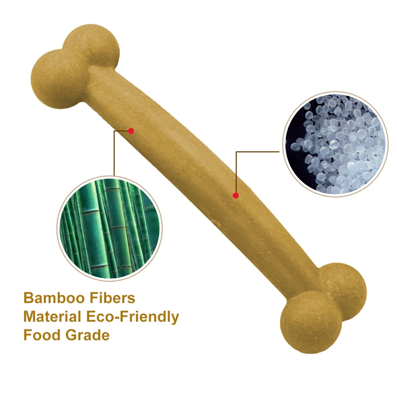 

Organic Dog Toy Bamboo Fiber Material Eco-Friendly Food-Grade Bone Shape Chew Toy For Medium And Large Dog