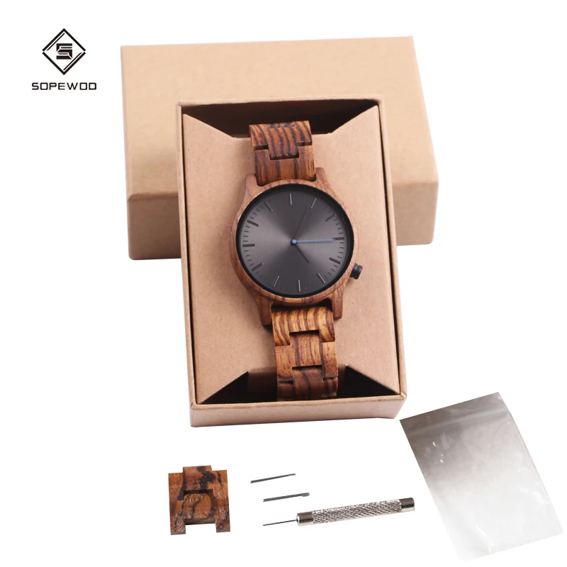 

hot sale new wood watch Custom Logo eco-friendly fashion bamboo wrist watch, Zebrawood