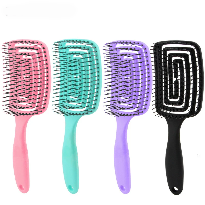 

Hairdressing hollow multi-functional new smooth hair head massage curly hair comb back-shaped mosquito coil comb, Muti color