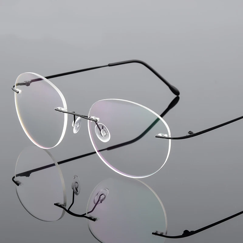 

PG0155 Wholesale Korean Round Rimless Spring Temple Plain Glasses Frames