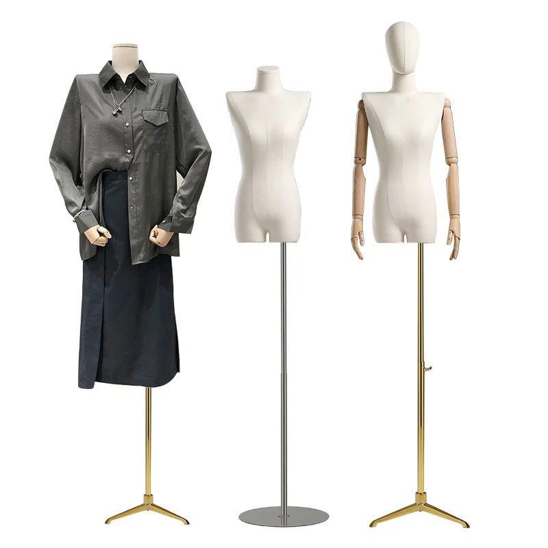 

Korean Beautiful Flat Shoulder Clothes Model Women Adjustable Female Torso Half Body Mannequins Female With Flat Shoulder, White