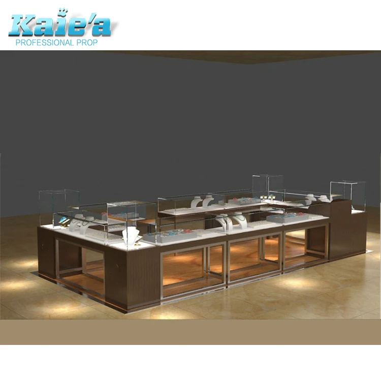 LED light jewellery shop counter design display glass jewelry shopping mall showcase kiosk