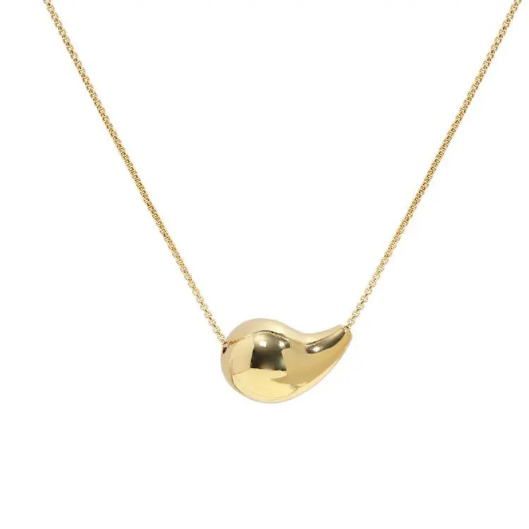 2023 Fashion Jewelry Necklace New Design 18K Gold Plated Stainless Steel 3D Smooth Large Water Drop Necklaces for Women