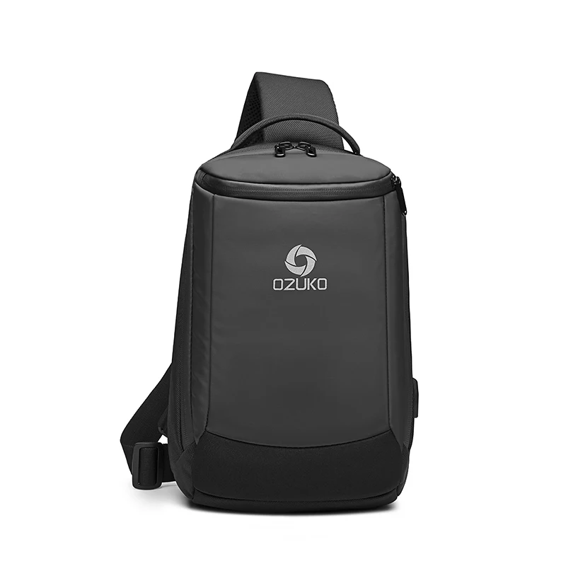 

Ozuko D9078 New Waterproof Shoulder Crossbody Sling with Adjustable Belt Durable Sport Usb Multifunction Men Chest Bag