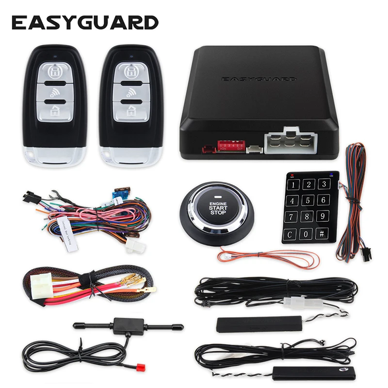 

EASYGUARD EC002-P2-NS car alarm with Remote start and push start buttonShocking alarm warning compatible 95% car