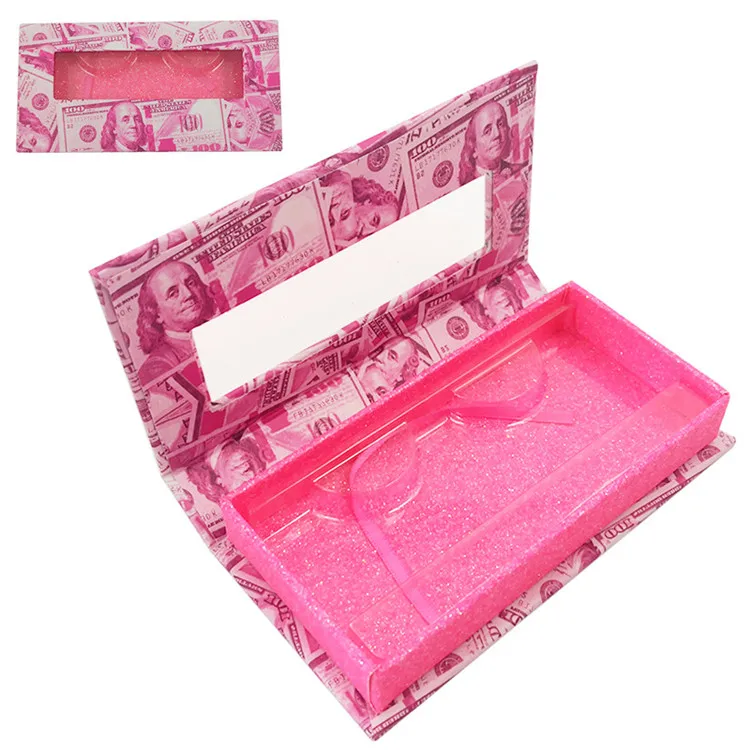 

American popular money design empty paper lash package custom dollar eyelash box, Like pic or customized