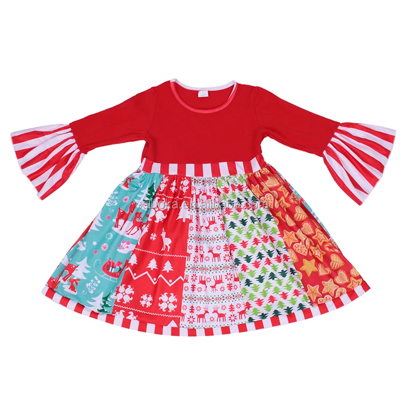 

Yiwu Flare Sleeve Dress Christmas Dresses Twirl Boutique Girls Wears, Picture