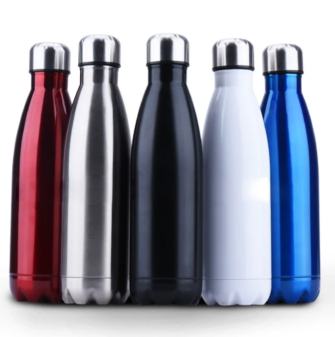 

In stock hot sale 500ml double wall stainless steel outdoor sports cola shape water bottle thermos vacuum flasks, Customized colors acceptable