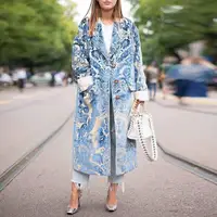 

Women Autumn Floral Long Trench Coat Boho Casual Loose Cardigan Long Tops Coat