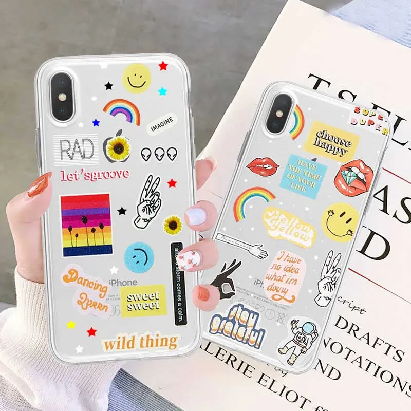 

Luxury Mix Beach Transparent Case For iPhone 8 7 Plus X XS Max XR 6 S Plus 5 S SE Clear Smile&Mouth Back Cover Soft Fundas Coque