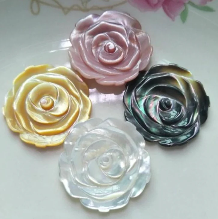 

Jialin mother of pearl white natural shell pink black rose flower diy brooch hair clasp hairpin diy accessories