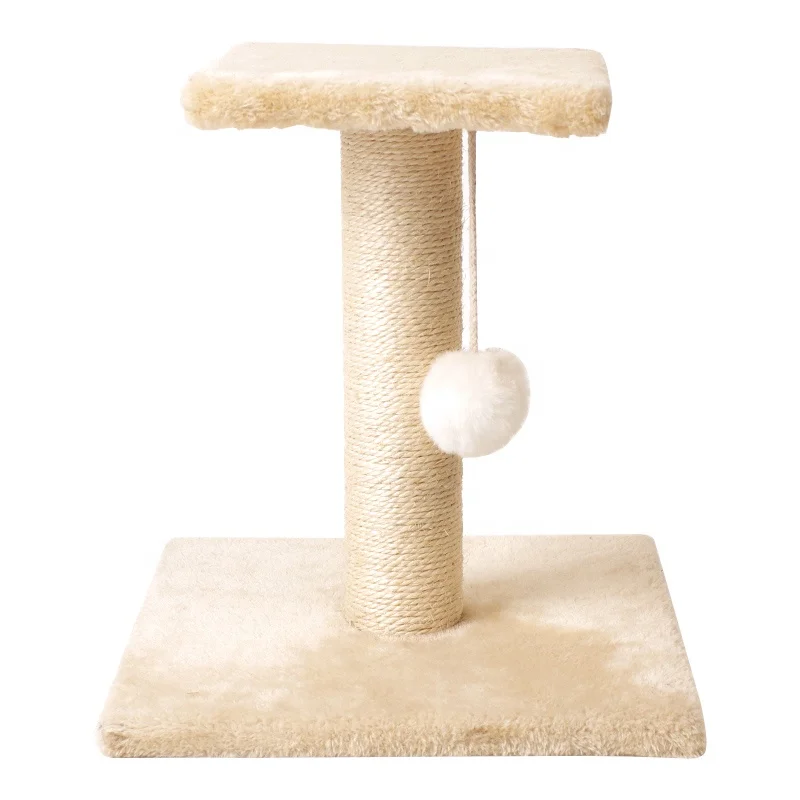 

Secure plush wooden pet supplies furniture toys double-level square design cat scratcher tower toy large cat scratch post tree