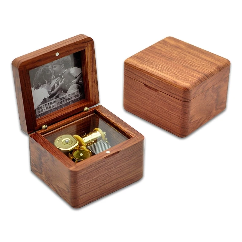 

High Quality Music Box Wooden Music Box Novelty Valentine Day Gift Walnut Gold-Plated Movement Music Box