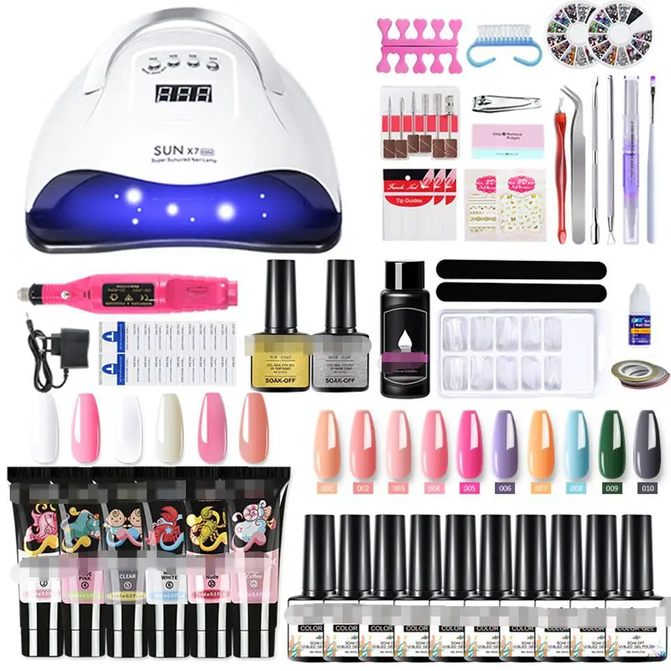 

Full Manicure Pedicure Set For Acrylic Powder Brush Tool Professional Poly Nail Gel Set Accessories Beauty Acrylic Gel Nail Set, As pics shows