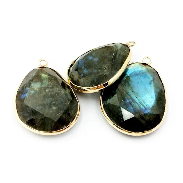 

Natural Gemstone Drop Pendant Jewellery Labradorite Cut Blue Bright Bezel Pendant Modern Necklace Pop Jewelry Health Gift, Multi natural pendant