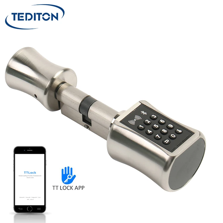 

Electric Thumb Turn Euro Anti-theft Cylinder BLE APP Smart Keyless Lock with to Lock App