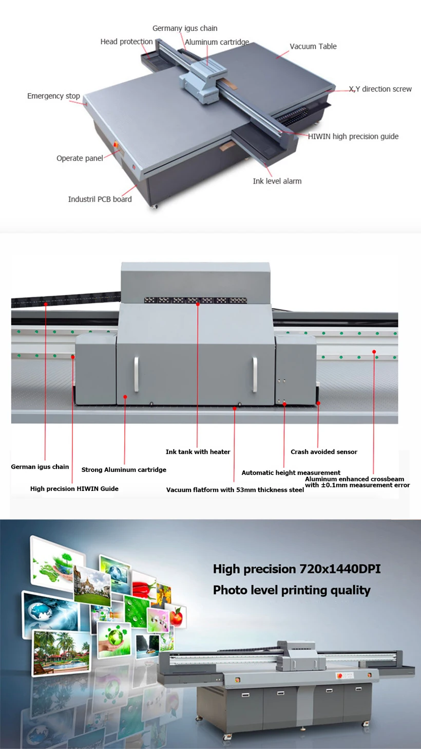 High Resolution 2500X1300mm Uv Flatbed Printer For Sale Glass Printing