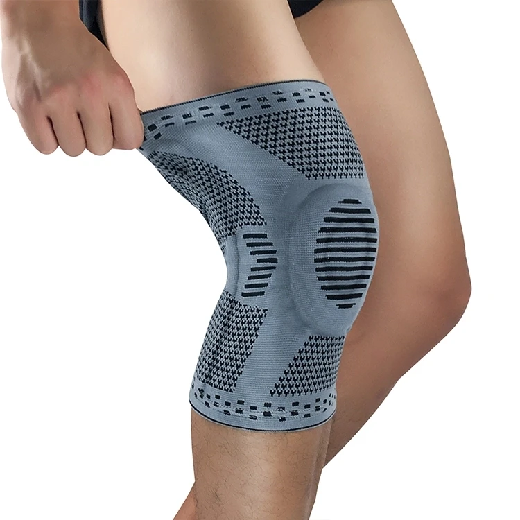

Professional Comfortable Elastic Unisex Silicone Padded Sports Knee Support Brace Sleeve, Black, grey, green, red, blue, or custom