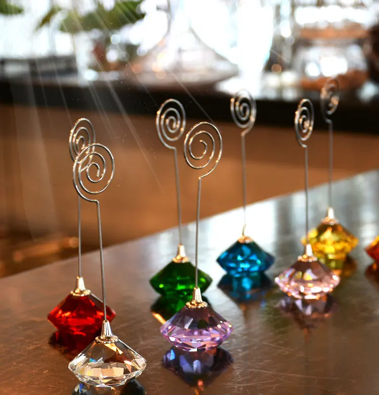 

Crystal Glass Memo Clips for desk decors Name Card Holder For Christmas and Festival Party Decoration Restaurant Reserved