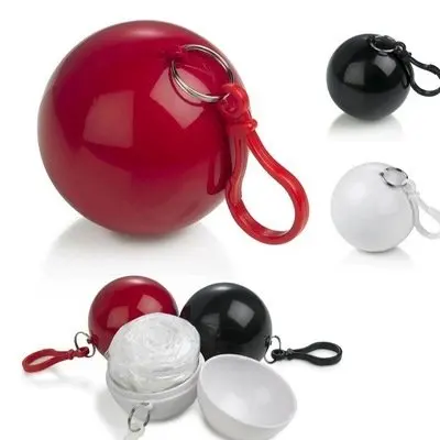 

Disposable PE rain poncho key chain ball poncho, Customized