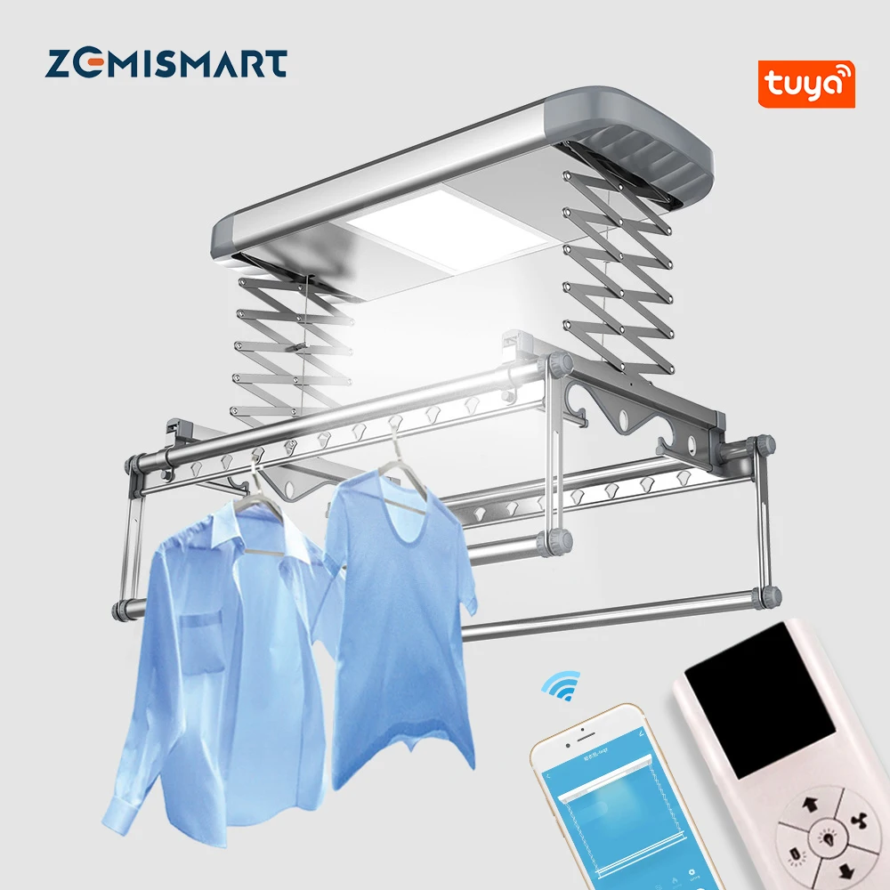 

Zemismart Tuya ceiling mounted gold electric quick-drying auto coat cloth dryer clothes dry hanger, Silver