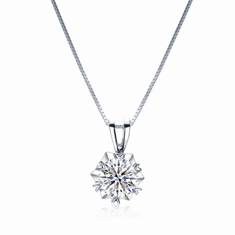 

Fine S925 Sterling Silver Snowflake Diamond Necklace Luxury Shiny D Color 1 carat Moissanite Engagement Necklace Gift for Women