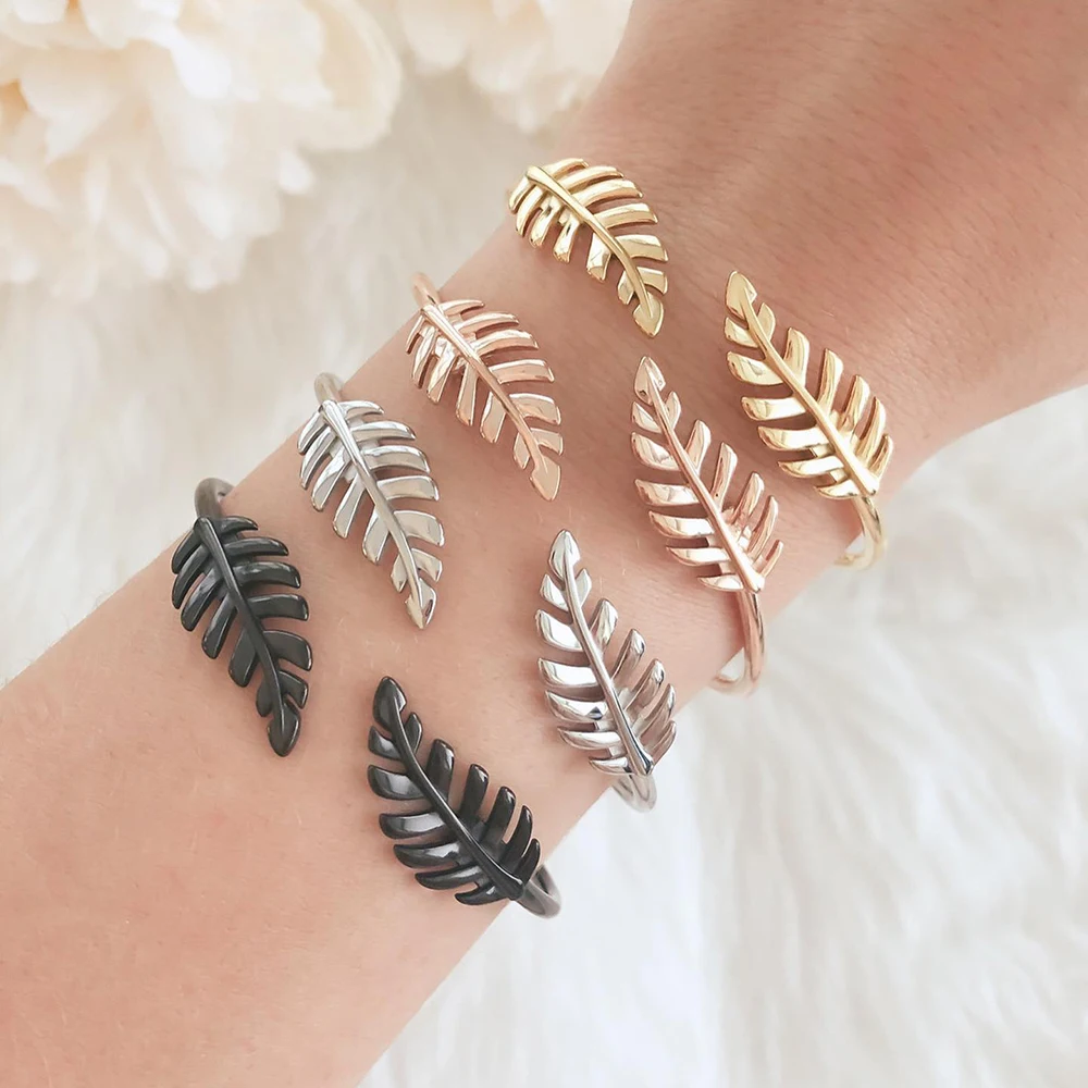 

Olive Leaf Brass/Stainless Steel C BangleOlive Brach Open Cuff Braceletfine jewelry bracelets bangles