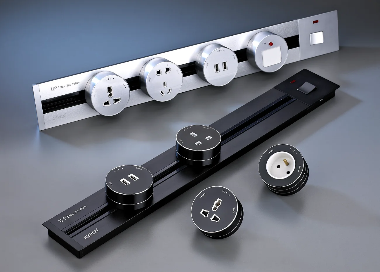 8000w Safety Track Power Socket With 3gang Power Socket /60cm Home Design Din Rail Socket