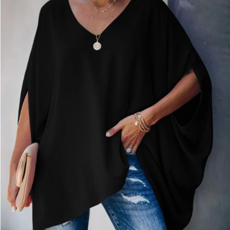 

Solid color blouses 2020 new designs loose plus size blouse women tops in stock