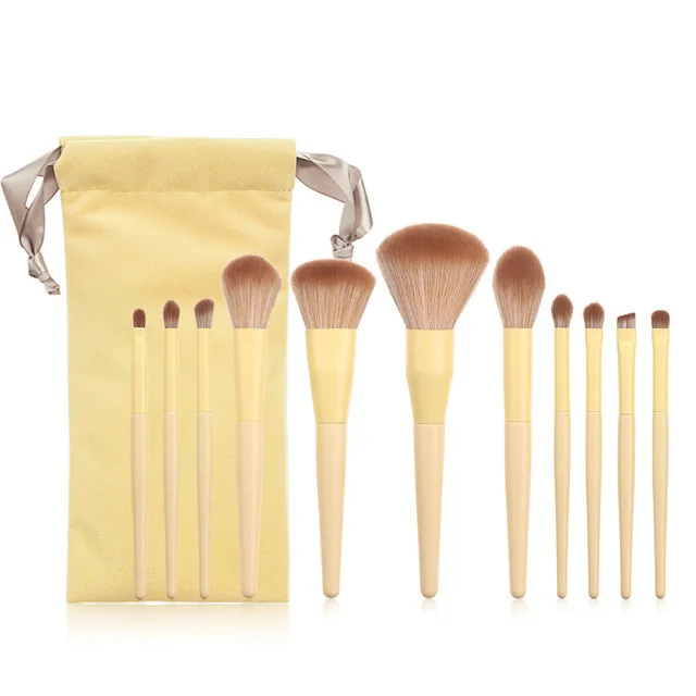 

2021 11 Pcs Professional Synthetic Hair Foundation Powder Blush Cosmetic Brushes Candy Color Private Label Makeup Brush Sets, Customized color